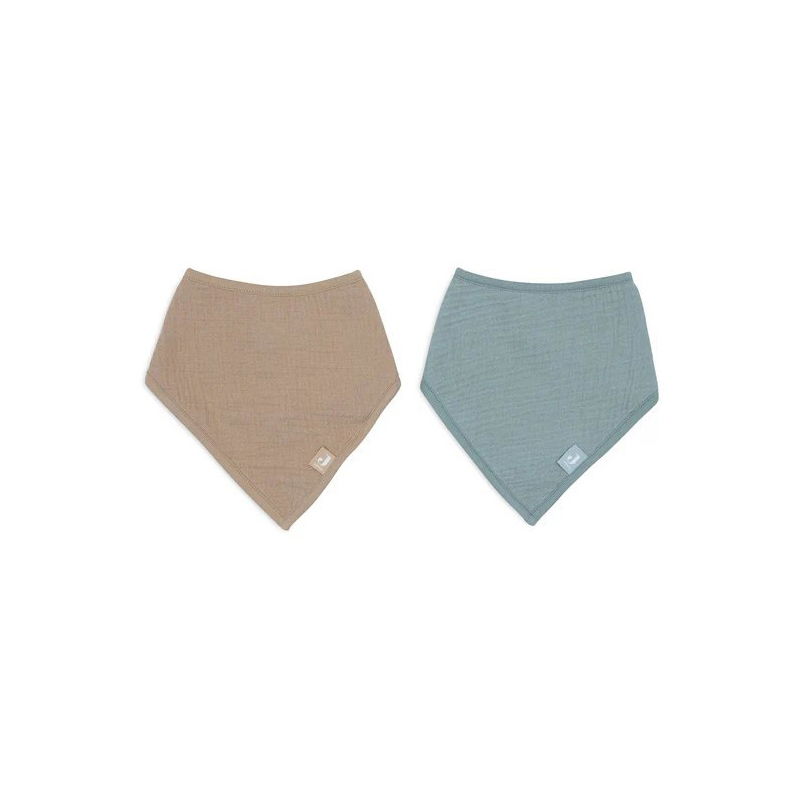 2 bavoirs bandana gaze | Sea green et biscuit