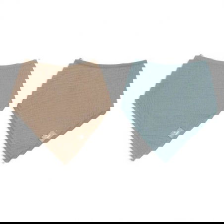 2 bavoirs bandana gaze | Sea green et biscuit - Jollein
