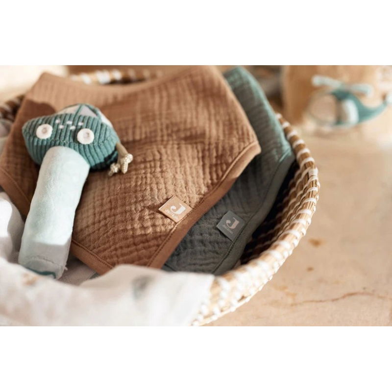 2 bavoirs bandana gaze | Sea green et biscuit