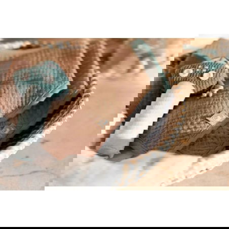 2 bavoirs bandana gaze | Sea green et biscuit - Jollein