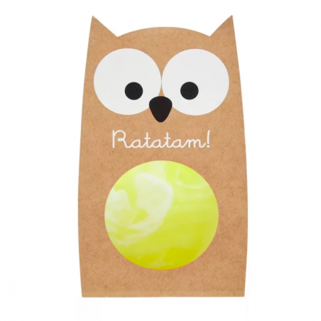 Balle rebondissante marbrée hibou | Jaune - Ratatam