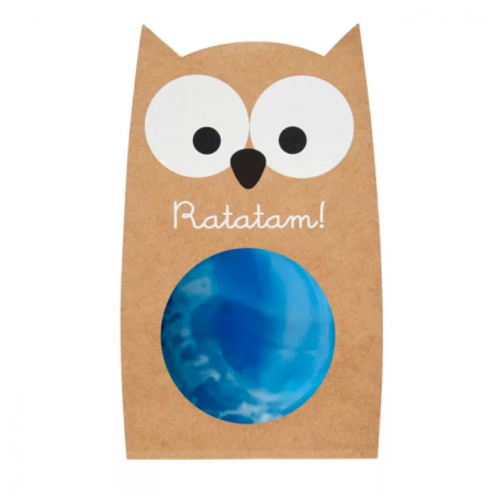 Balle rebondissante marbrée hibou | Bleu - Ratatam