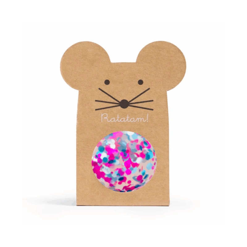 Balle rebondissante souris confettis | Bleu