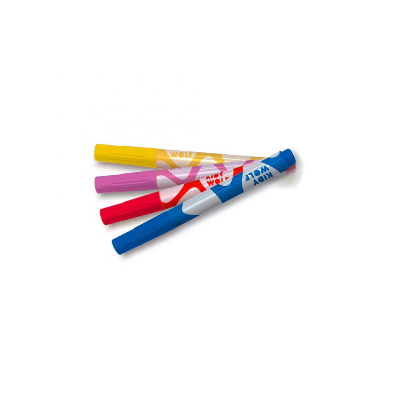 Marqueurs fluorescents - Bleu, rouge, violet, jaune - Kidywolf
