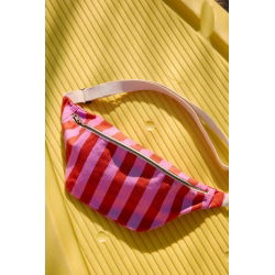 Sac banane | Rayures Orchidée/Rouge