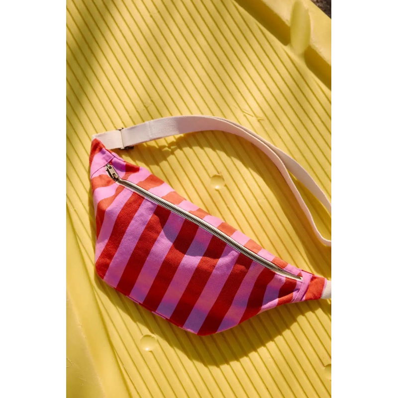 Sac banane | Rayures Orchidée / Rouge