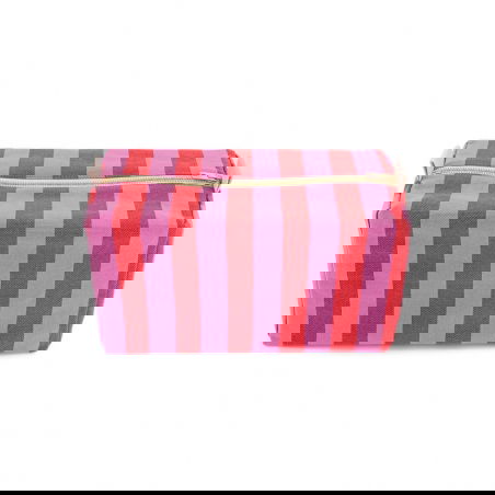 Trousse Vic | Rayures Orchidée/rouge - Rose in April