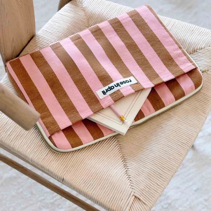 Pochette PC Octave | Rayures Caramel
