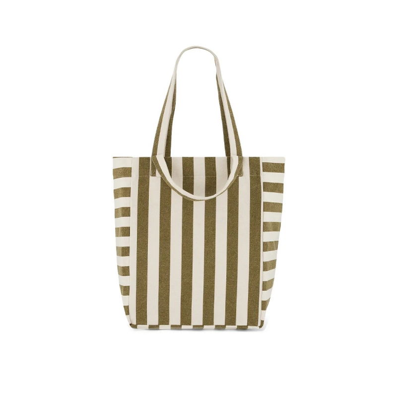 Sac Cabas Elisabeth | Rayure olive/greige - Rose in April