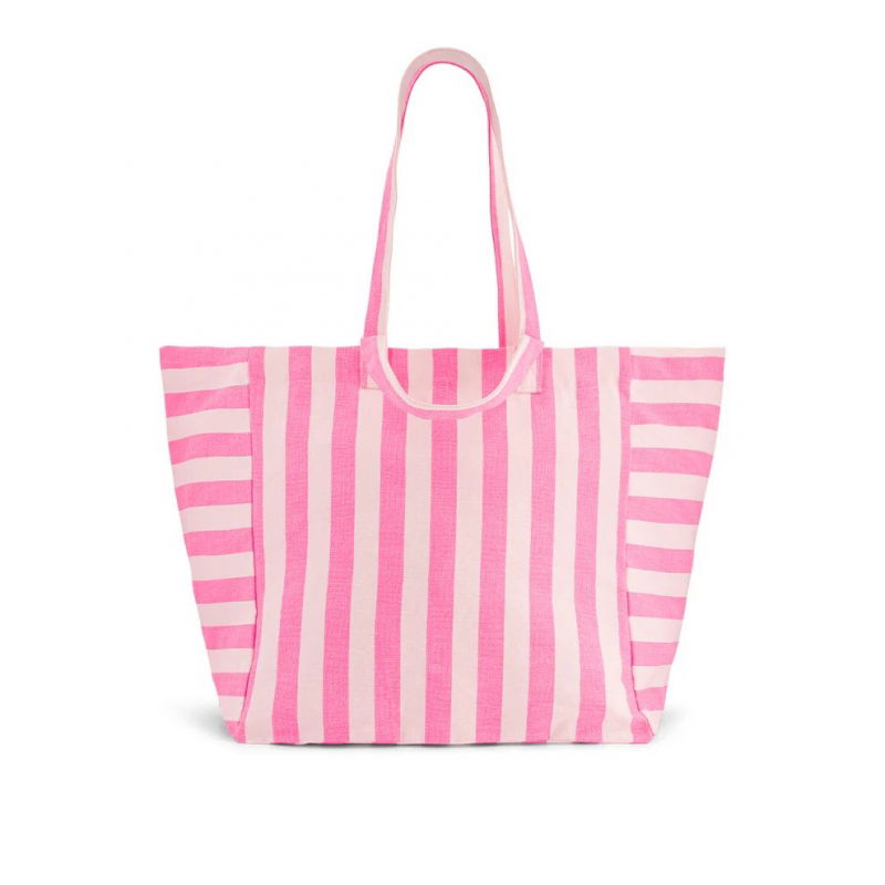 Sac Cabas Elisa | Rayures rose fluo - Rose in April