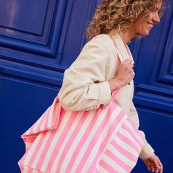 Sac Cabas Elisa | Rayures rose fluo