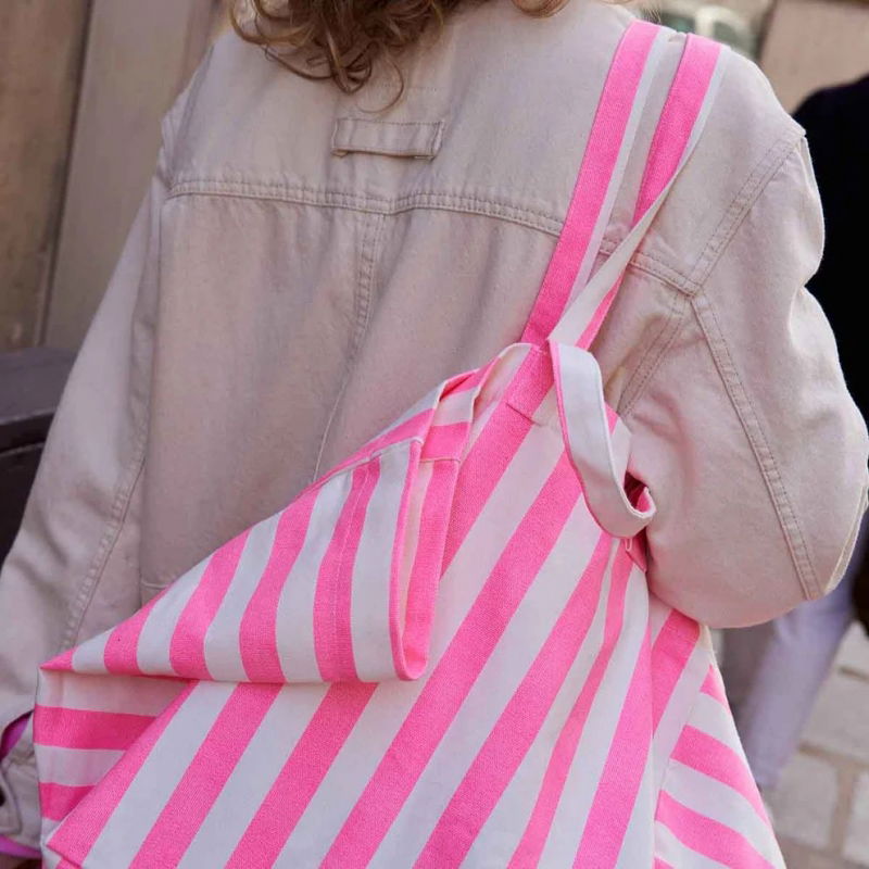 Sac Cabas Elisa | Rayures rose fluo