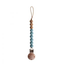 Attache tétine perles Eva | Bleu cadet
