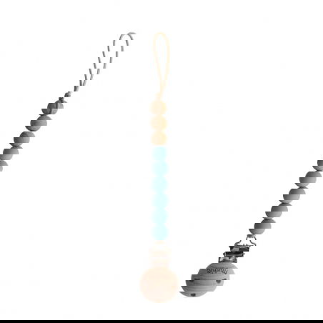 Attache tétine perles Eva | Bleu cadet - Mushie