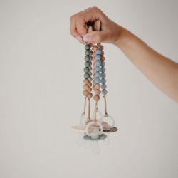 Attache tétine perles Eva | Bleu cadet