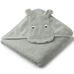Petite cape de bain en coton bio | Hippo bleu
