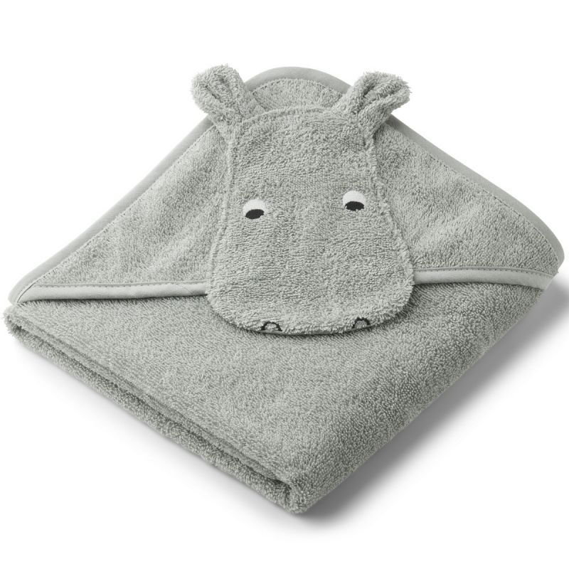 Petite cape de bain en coton bio | Hippo bleu