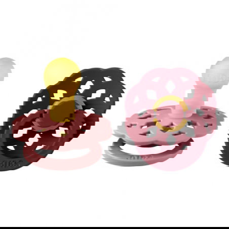 2 Tétines rondes colour Bohème | Pink-Elderberry - Bibs