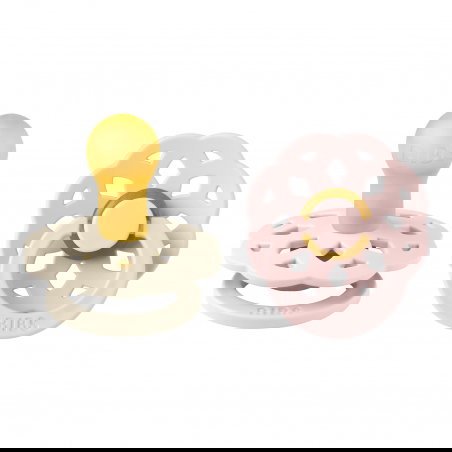 2 Tétines rondes colour Bohème | Ivoire-Blossom - Bibs