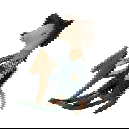 Souris cow boy et son Cheval à bascule - Maileg