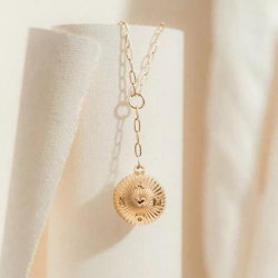 Bola De Grossesse Ciel Étoilé - Pendentif Plaqué Or Cristaux - Chaîne Ajustable 140 Cm - Cadeau Future Maman