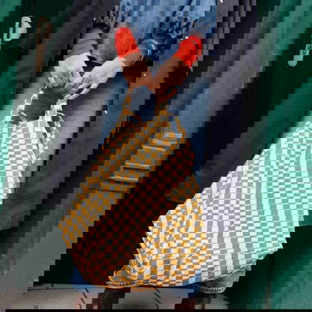 Sac Cabas Elisa | Damier caramel - Rose in April