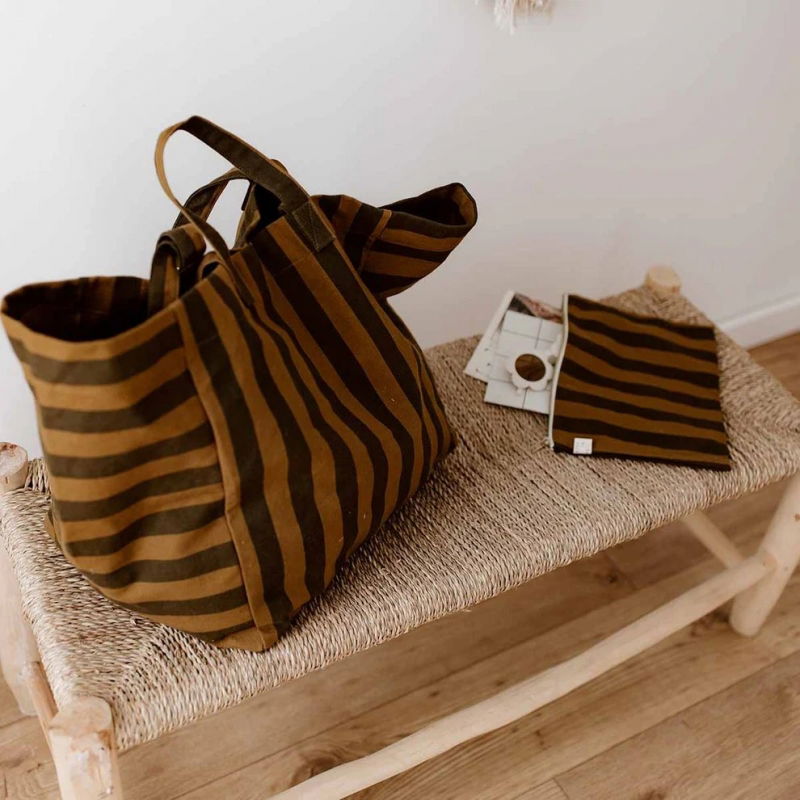 Sac Cabas Elisa | Rayures Cumin/Noir