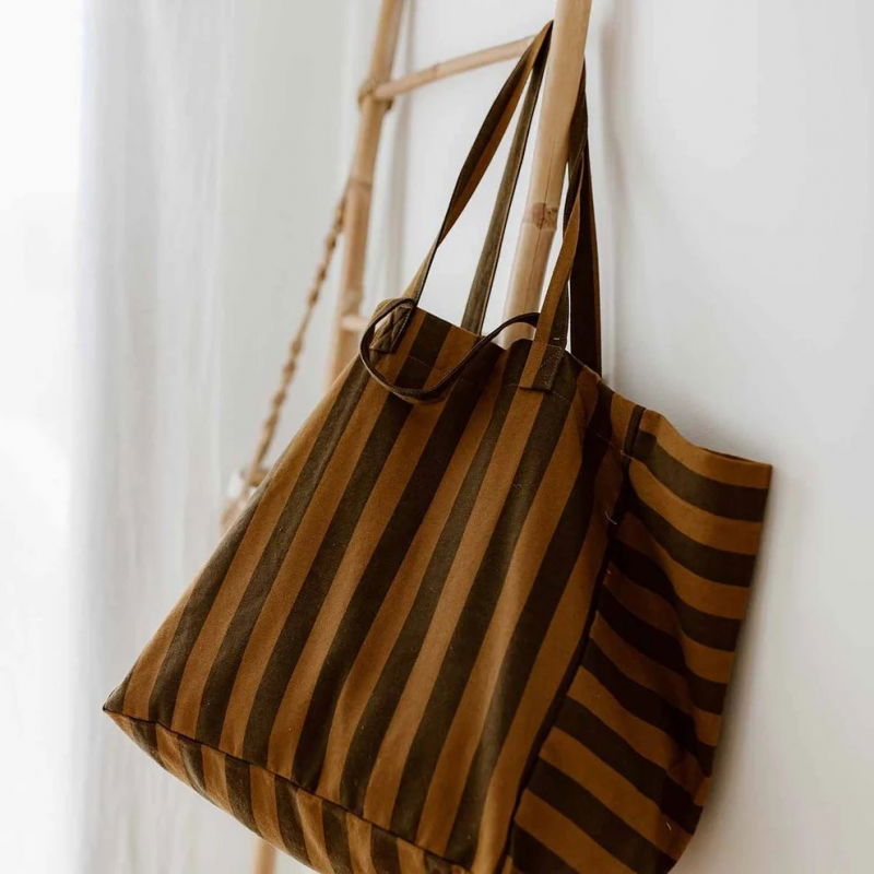 Sac Cabas Elisa | Rayures Cumin/Noir
