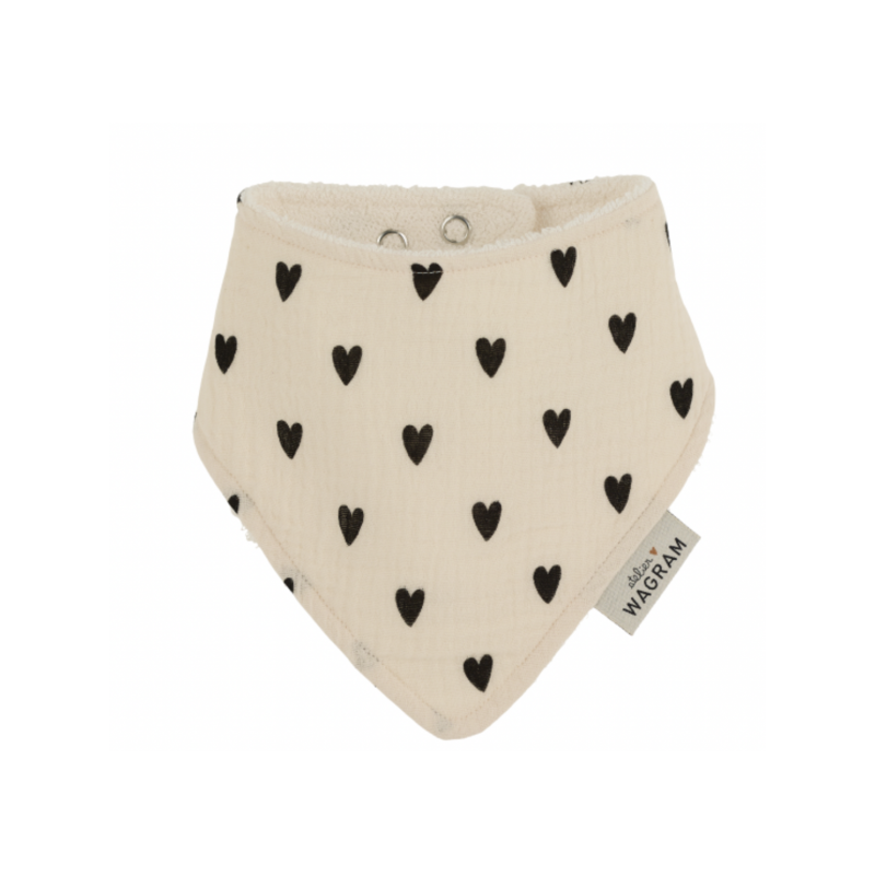 Bavoir bandana | Coeurs écru
