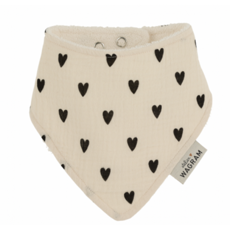 Bavoir bandana | Coeurs écru - Atelier wagram