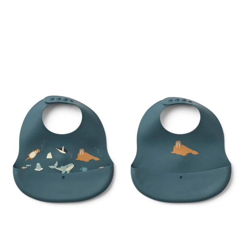 Lot de 2 bavoirs silicone | Arctic sea - Ocean view