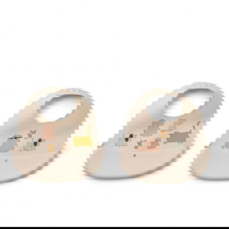 Lot de 2 bavoirs silicone | Cats and dogs - Liewood