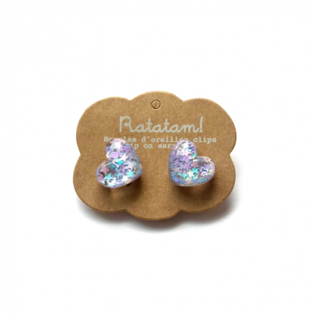 Boucles d'oreilles | Coeur violet - Ratatam