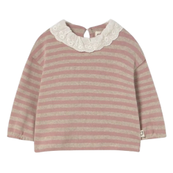 Pull en maille à rayures | Rose