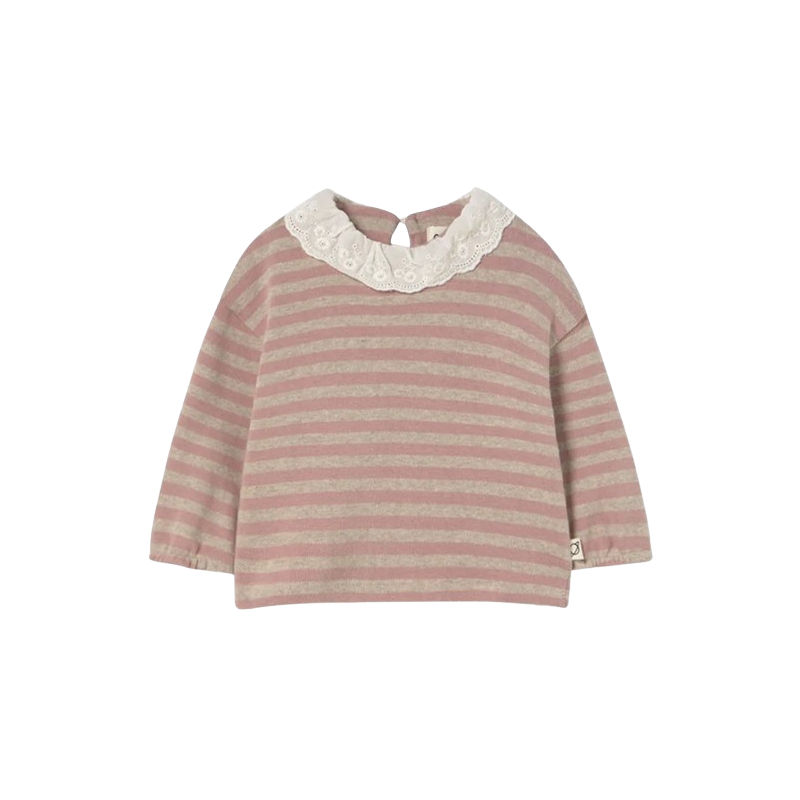 Pull en maille à rayures | Rose