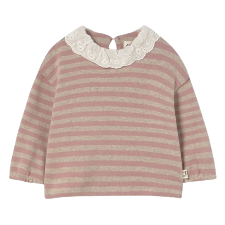 Pull en maille à rayures | Rose - Cozmo