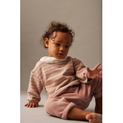 Pull en maille à rayures | Rose