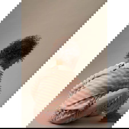 Pull en maille à rayures | Rose - Cozmo