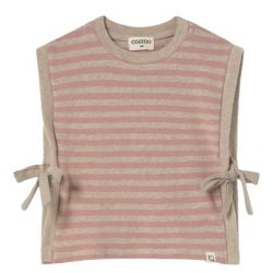 Pull sans manches en maille rayé| Rose