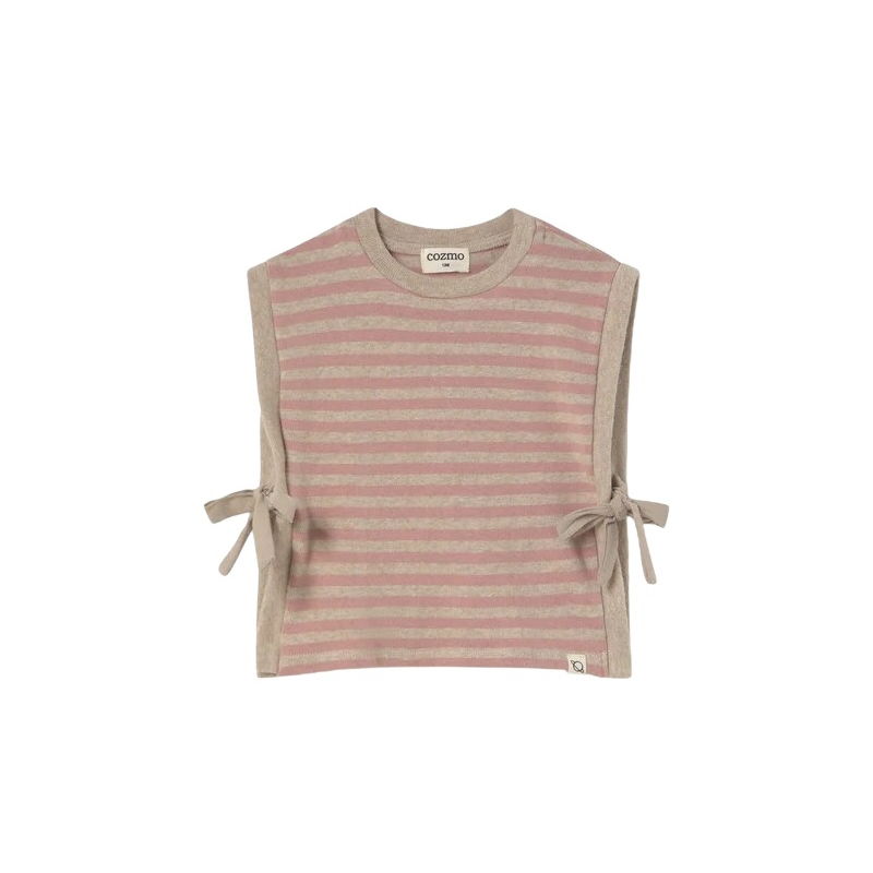Pull sans manches en maille rayé Nevada | Rose