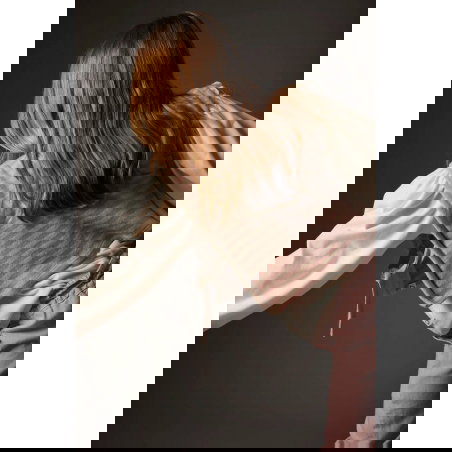 Pull sans manches en maille rayé| Rose