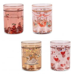 Lot de 4 verres à paillettes | Rose Multi