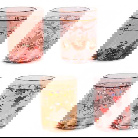 Lot de 4 verres à paillettes | Rose Multi - Konges Slojd