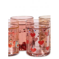 Lot de 4 verres à paillettes | Rose Multi