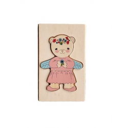 Puzzle en bois Habiller l'ours | Dusty Pink