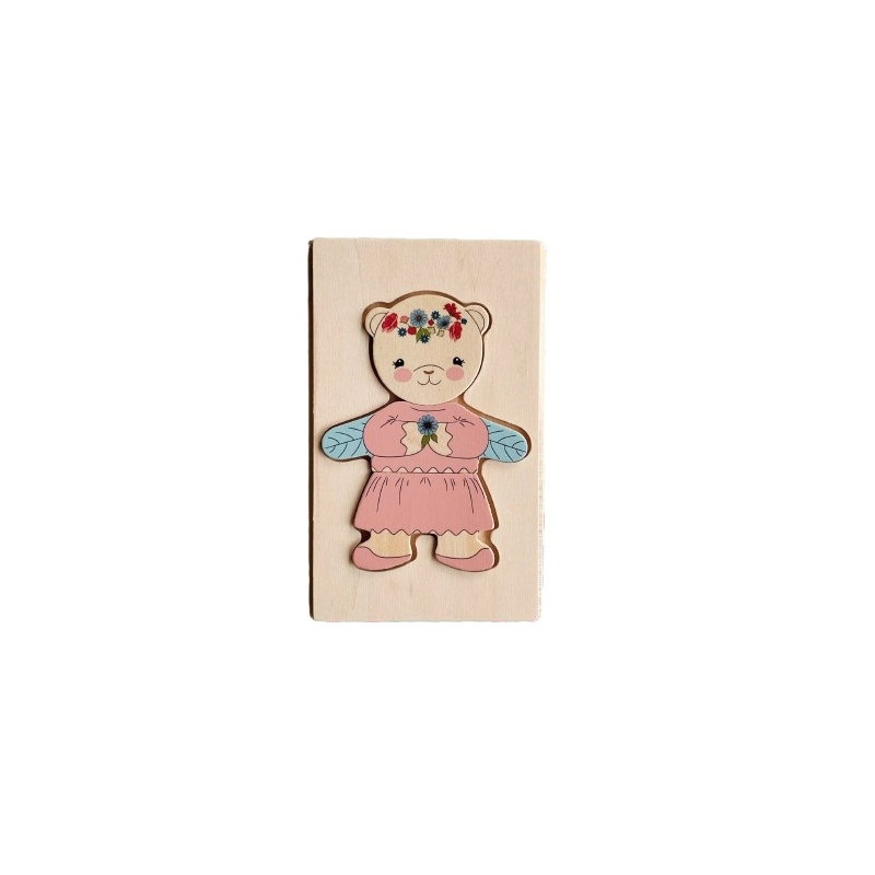 Puzzle en bois Habiller l'ours | Dusty Pink