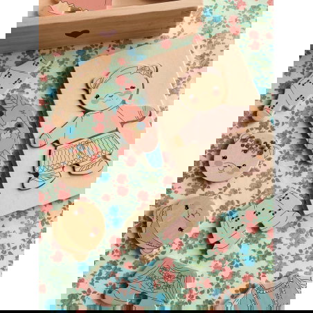 Puzzle en bois Habiller l'ours | Dusty Pink - Konges Slojd