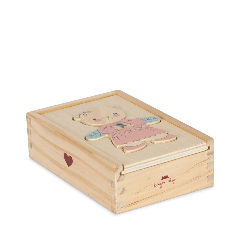 Puzzle en bois Habiller l'ours | Dusty Pink