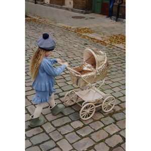 Poussette Double Cœur Pour Poupées 18 Pouces (46 Cm) - Poussette Jumelle Rose, Pliable, Pour Jeu D'imitation, Filles 3+ Ans
