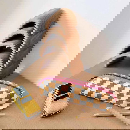 Trousse Gaston | Damier caramel - Rose in April